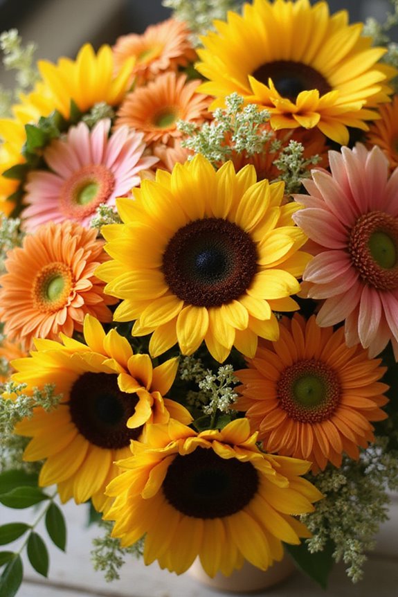 cheerful sunflower gerbera bouquet