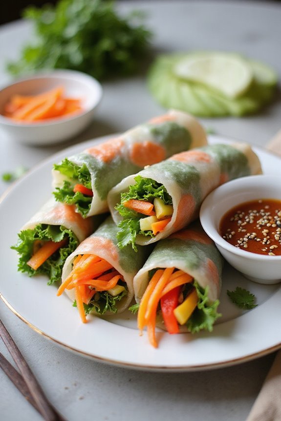 colorful vegetable spring rolls