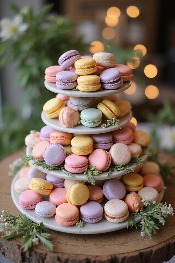 elegant assorted macaron display