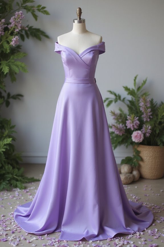 elegant lavender satin dress