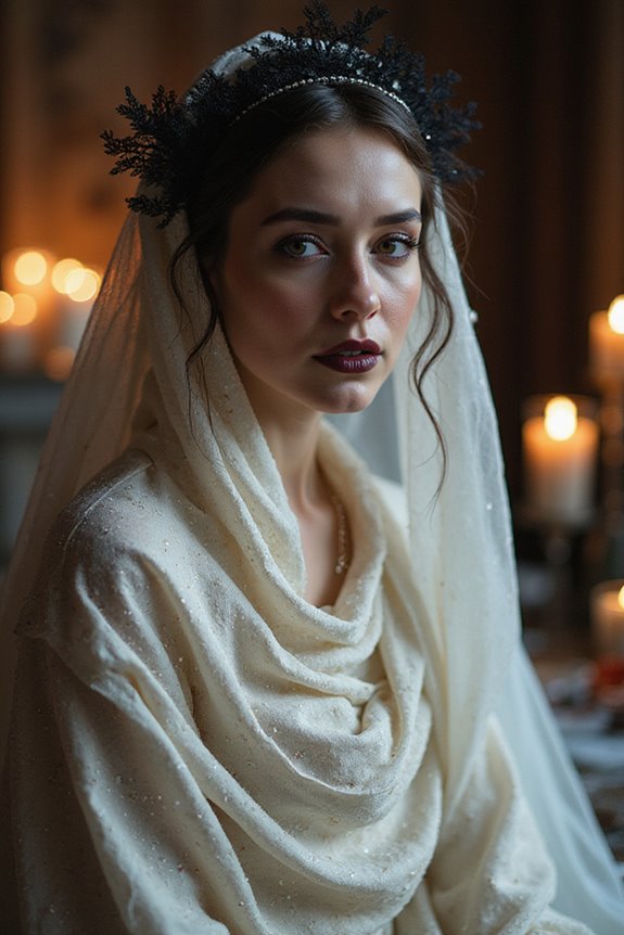 elegant spooky bridal wraps