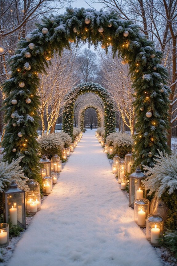 enchanting winter wedding entrance