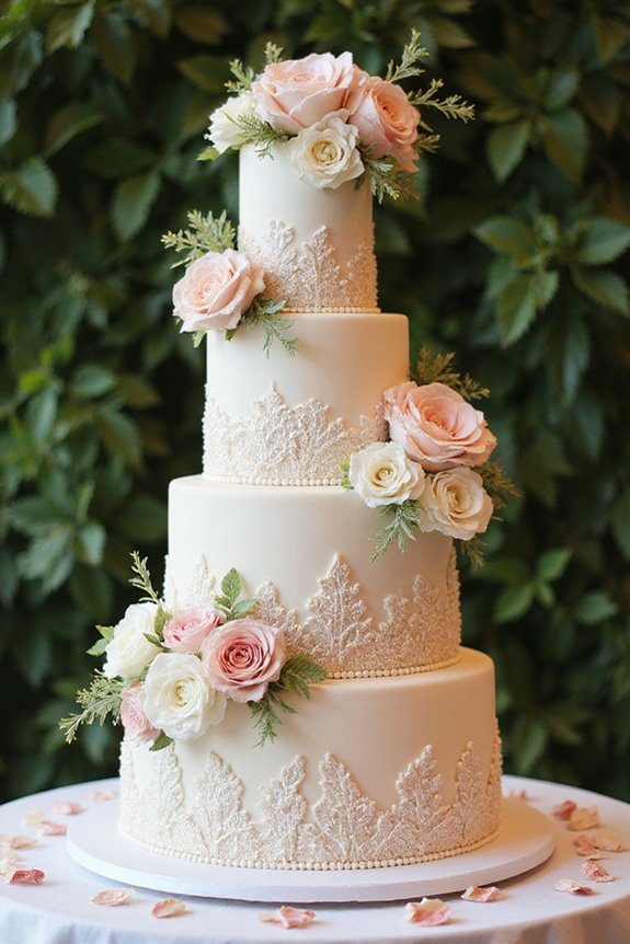 floral cascade with rose gold