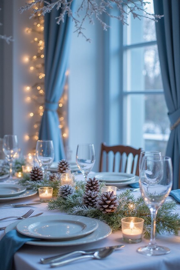 frosted pinecone wedding decor