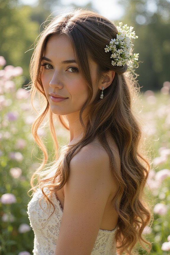 half up twist with flowers