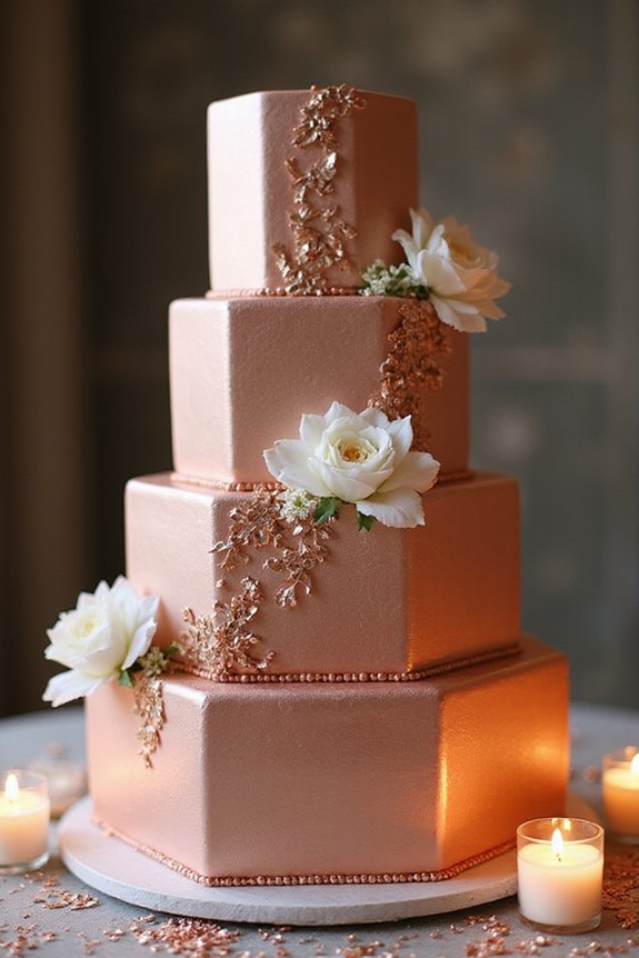 modern elegant hexagon cake