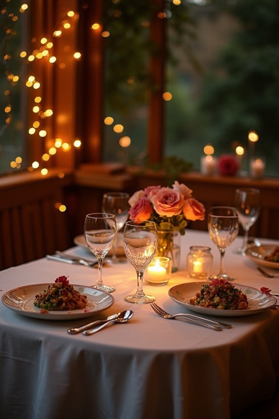 romantic candlelit dinner setup