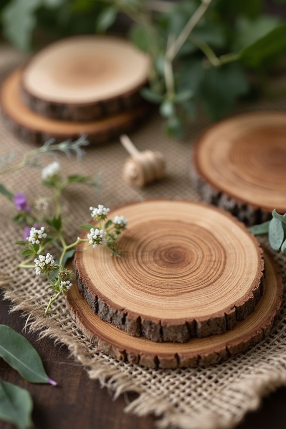 rustic wooden coasters favor