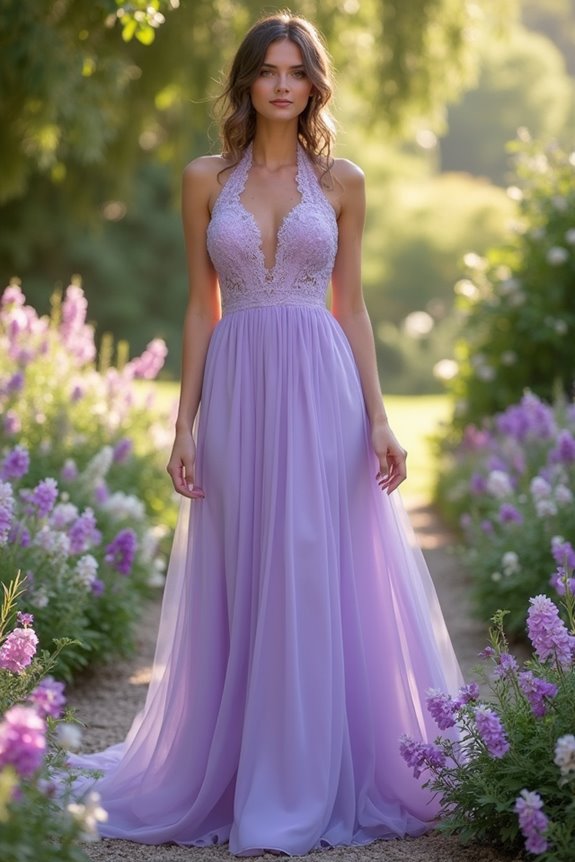 stylish lavender halter dress