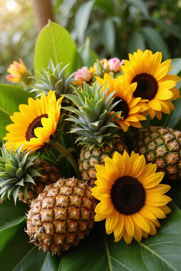 tropical sunflower pineapple bouquet