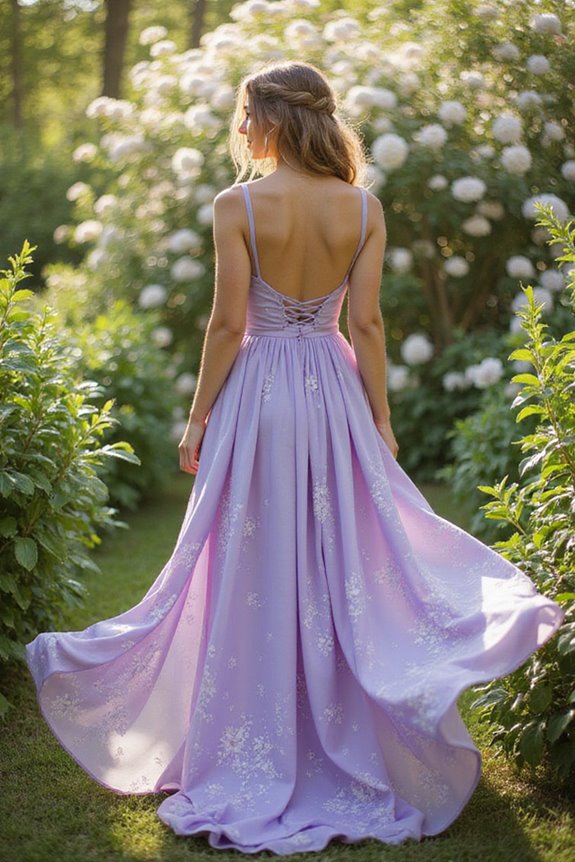 whimsical printed lavender maxi
