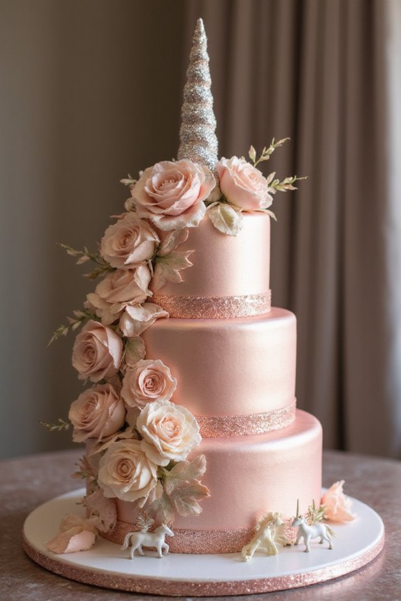 whimsical rose gold cake