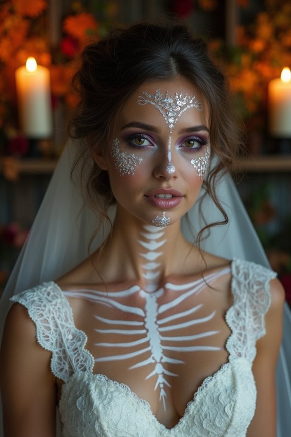 whimsical vibrant skeleton makeup